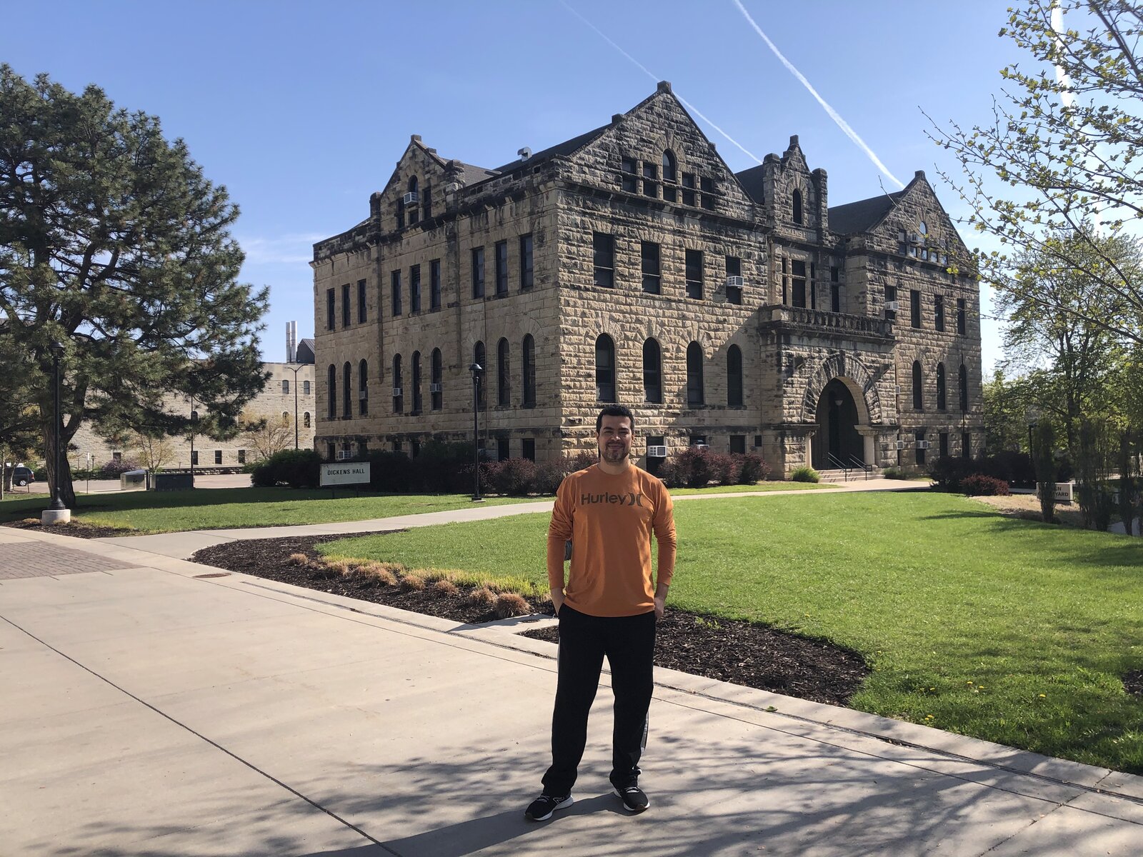 In front of Dickens Hall, home of the Department of Statistics